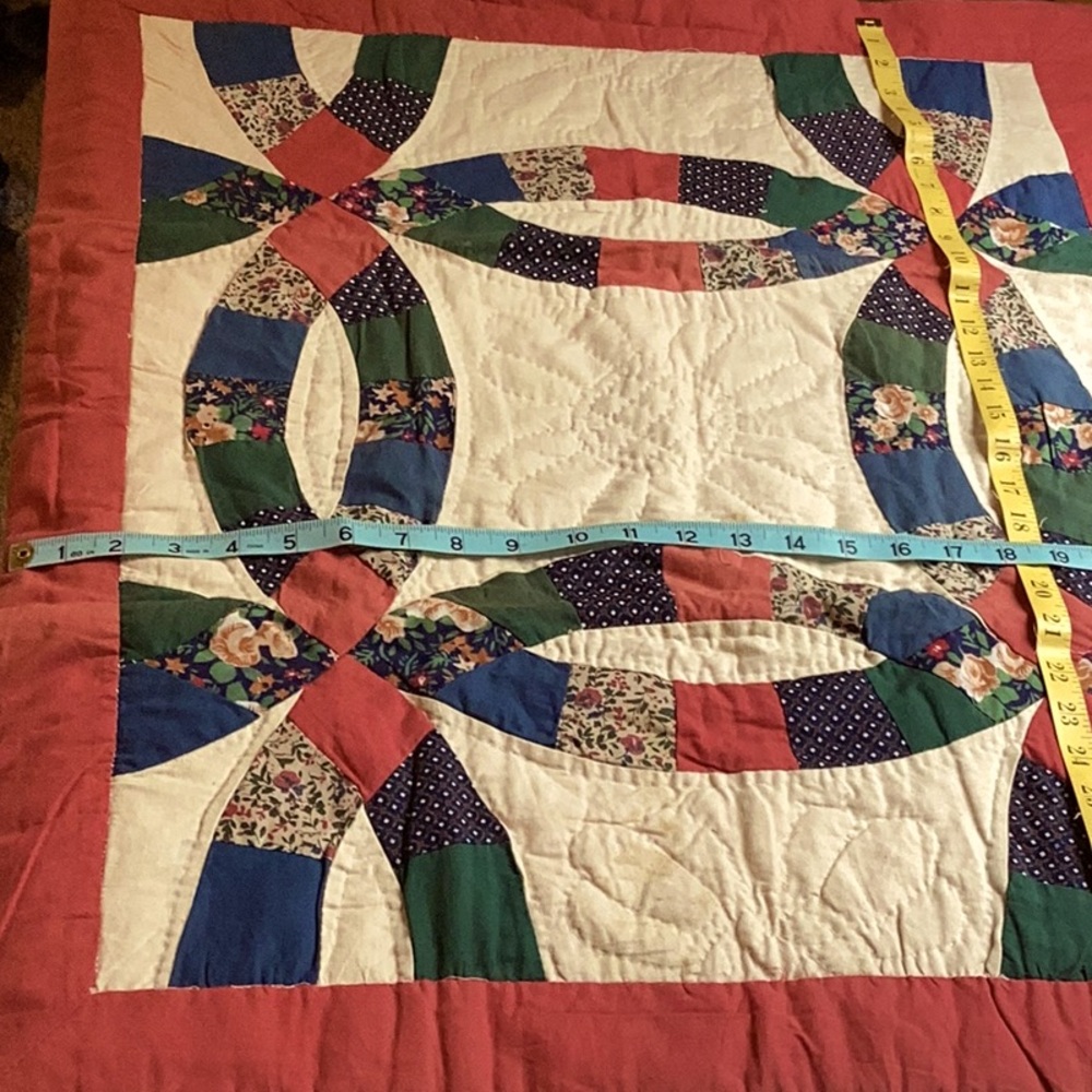 💍  DOUBLE Wedding RING QUILTED SHAM  Patchwork   100% COTTON  NWOT
